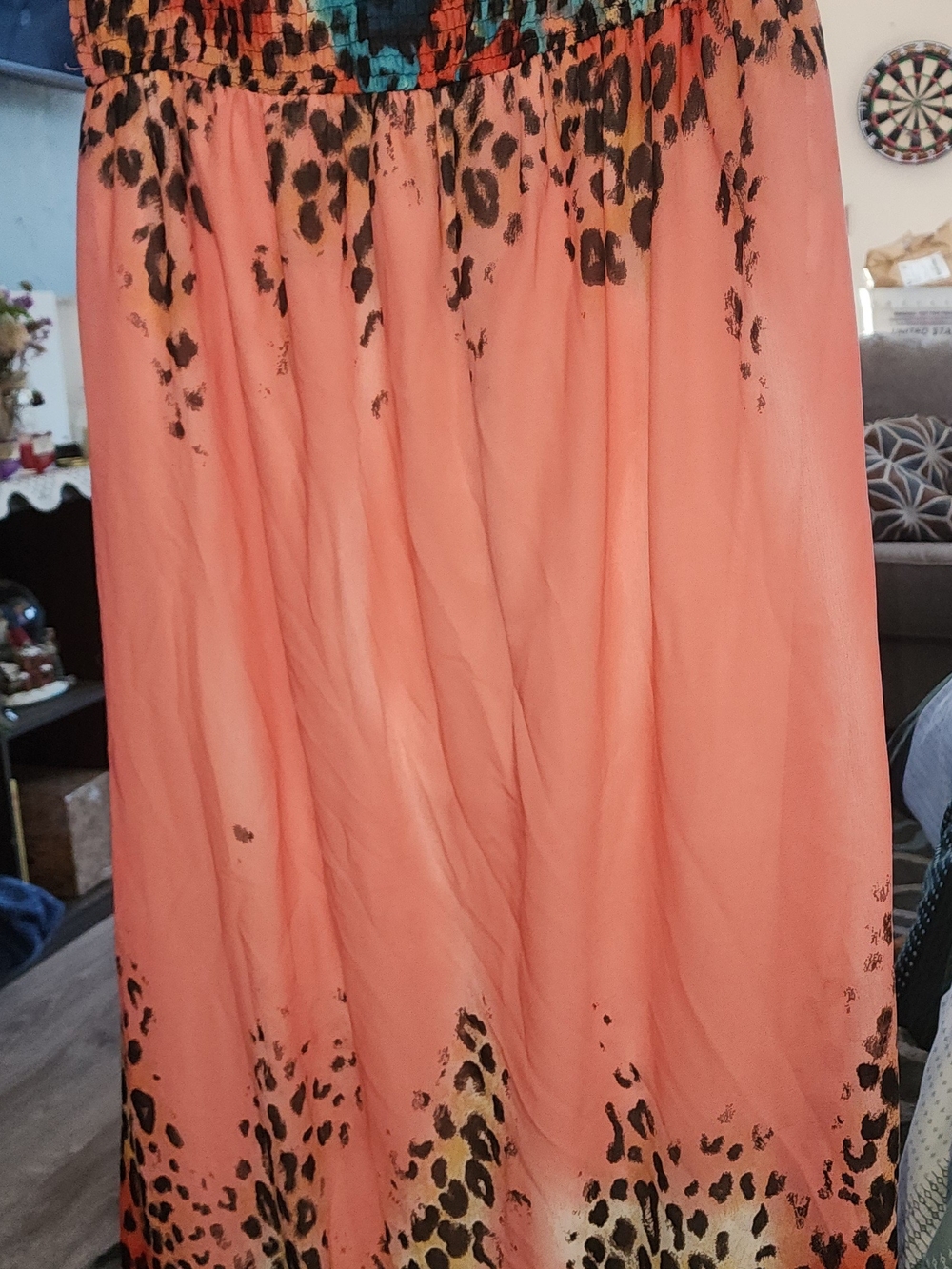 American Rag Women's Coral Animal-Print Maxi Skirt Sz 1X